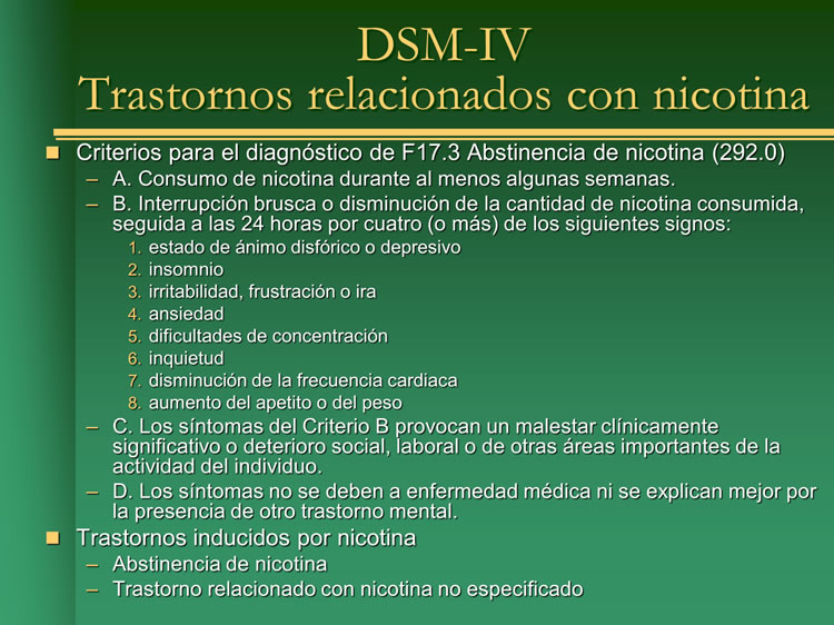 DSM-IV - Trastornos relacionados con la nicotina