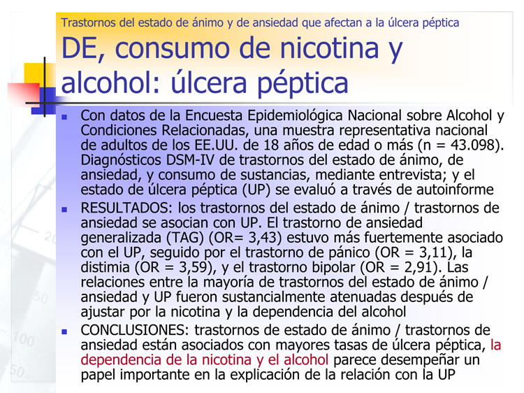 Consumo de nicotina y alcohol: ulcera péptica